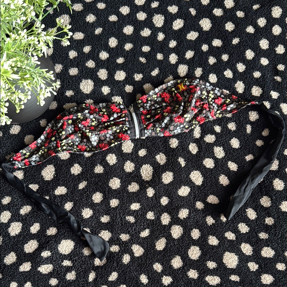 SMALL Floral Black Bandeau Hurley Bathing Suit